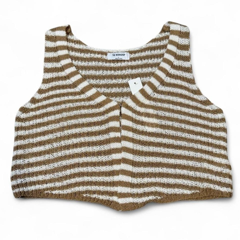 Workshop Crochet Knitted Cropped Sleeveless Shirt Vest Women's Size Large